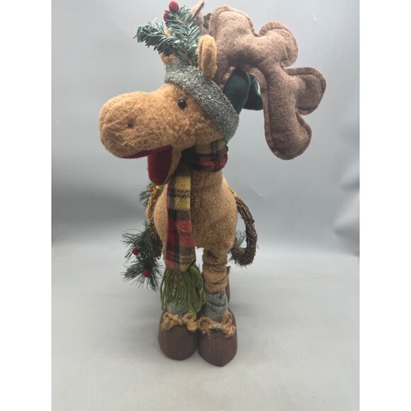 Christmas Standing Plush Moose Figurine With Holiday Decor 19" Tall READ - Picture 3 of 10